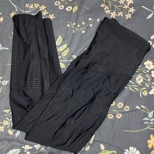 SPANX Black Shapewear Full-Length Leggings Metallic Silver Dots Size Medium